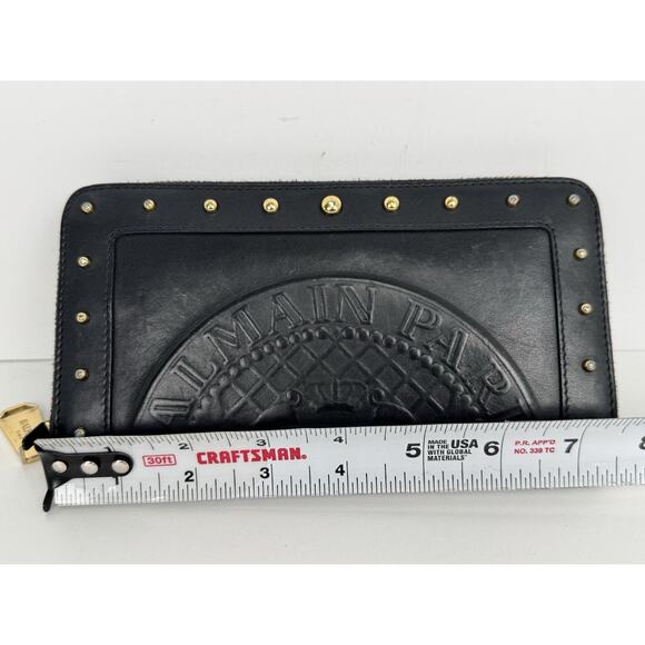 Balmain Embossed Leather Wallet in Black with Gold Hardware B-9 - Picture 11 of 16